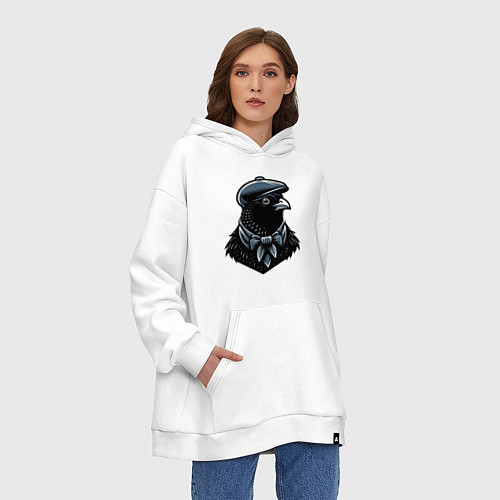 Худи оверсайз Птица в кепке / Белый – фото 3