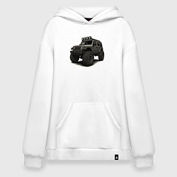 Толстовка-худи оверсайз Черный внедорожник, цвет: белый