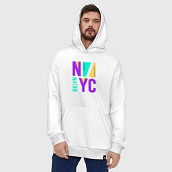 Толстовка-худи оверсайз Районы в городе Нью-Йорк, цвет: белый — фото 2