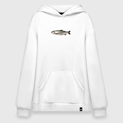 Толстовка-худи оверсайз Селёдка в профиль, цвет: белый