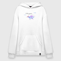Толстовка-худи оверсайз Бегущая курица, я все успею, цвет: белый