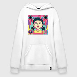 Толстовка-худи оверсайз Смертоносная кукла - Ojing-eo Geim, цвет: белый