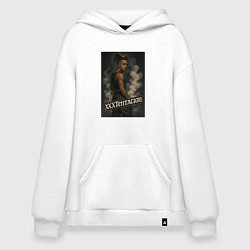 Толстовка-худи оверсайз XXXTentacion и облака дыма, цвет: белый
