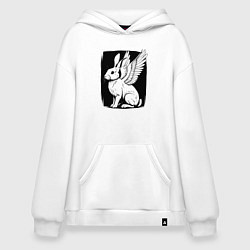 Толстовка-худи оверсайз Крылатый кролик, цвет: белый