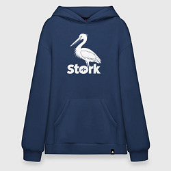 Толстовка-худи оверсайз Аисты в минимализме, цвет: тёмно-синий