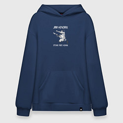 Толстовка-худи оверсайз Jimi Hendrix abstract graphic art, цвет: тёмно-синий