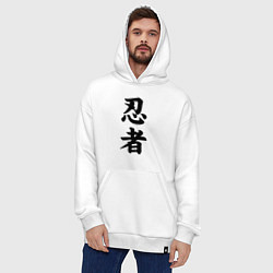 Толстовка-худи оверсайз Ninja - hierogliphs, цвет: белый — фото 2