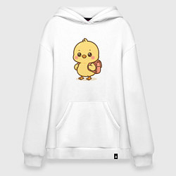 Толстовка-худи оверсайз Цыпленок с рюкзаком, цвет: белый