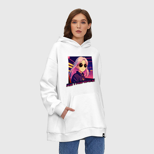 Худи оверсайз Ретровейв аниме девушка / Белый – фото 3