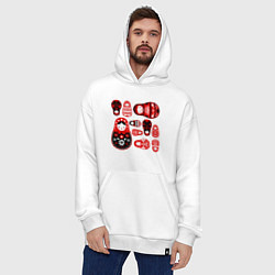 Толстовка-худи оверсайз Матрёшки с орнаментом, цвет: белый — фото 2