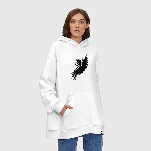 Худи оверсайз Фредди Меркьюри с ангельскими крыльями / Белый – фото 3