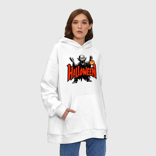 Худи оверсайз Вампир с надписью halloween / Белый – фото 3