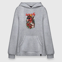Толстовка-худи оверсайз Красная огненная лошадь 2026, цвет: меланж