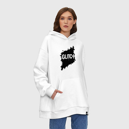 Худи оверсайз Глитч-эффект хаос в пикселях / Белый – фото 3