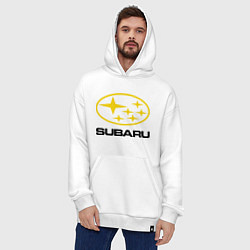 Толстовка-худи оверсайз Subaru Logo, цвет: белый — фото 2