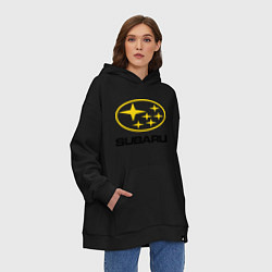 Толстовка-худи оверсайз Subaru Logo, цвет: черный — фото 2
