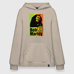 Толстовка-худи оверсайз Bob Marley: Jamaica, цвет: миндальный