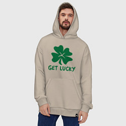 Толстовка-худи оверсайз Get lucky, цвет: миндальный — фото 2