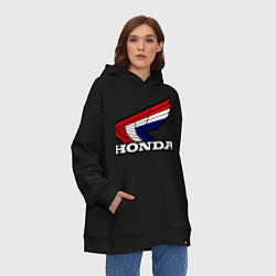 Толстовка-худи оверсайз Honda, цвет: черный — фото 2