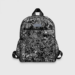Детский рюкзак Монстры черно-белый паттерн