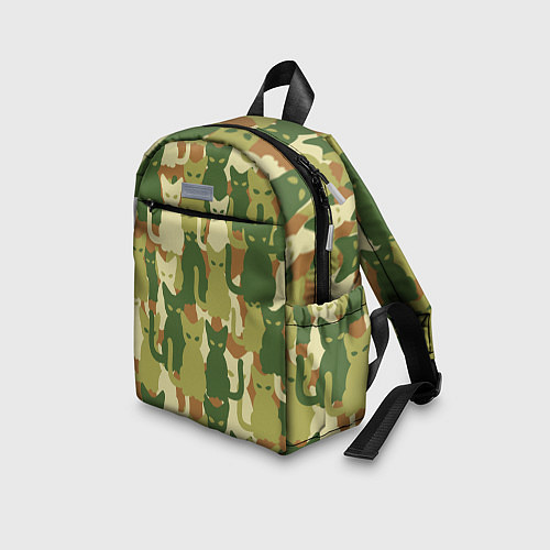 Детский рюкзак Камуфляж- зелёные кошки / 3D-принт – фото 3
