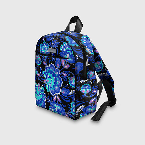 Детский рюкзак Синяя хохлома / 3D-принт – фото 3