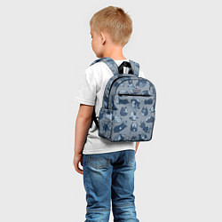 Детский рюкзак Камуфляж с котиками серо-голубой, цвет: 3D-принт — фото 2