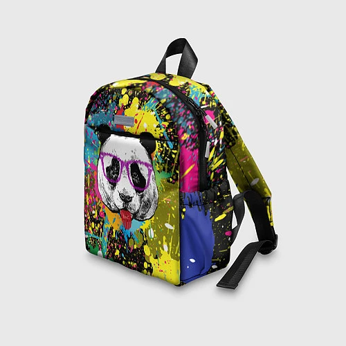 Детский рюкзак Панда хипстер в брызгах краски / 3D-принт – фото 3