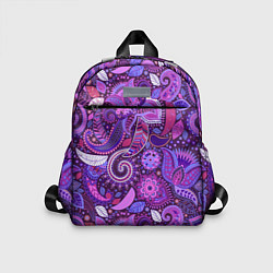 Детский рюкзак Фиолетовый этнический дудлинг, цвет: 3D-принт