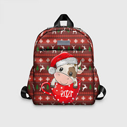 Детский рюкзак Милый новогодний бычок 2021, цвет: 3D-принт
