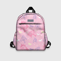 Детский рюкзак Лошади на розовом фоне