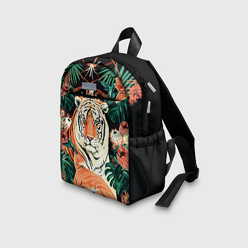 Детский рюкзак Огненный Тигр в Цветах / 3D-принт – фото 3