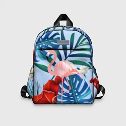 Детский рюкзак Фламинго в папоротнике, цвет: 3D-принт