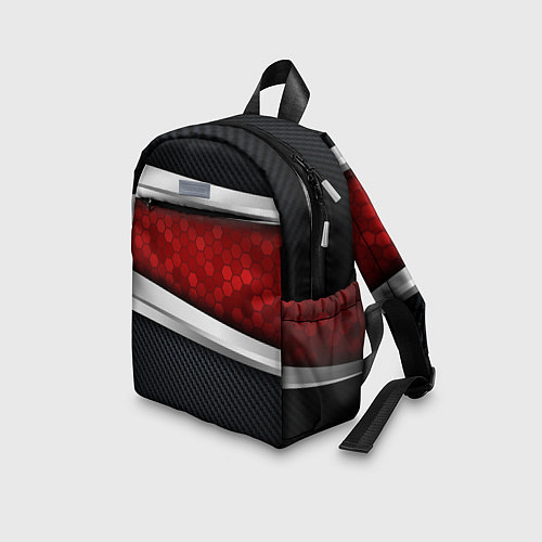 Детский рюкзак 3D Красные соты металлические / 3D-принт – фото 3