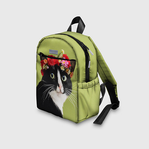 Детский рюкзак Кот и цветы / 3D-принт – фото 3