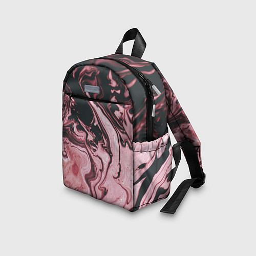 Детский рюкзак Розовые Разводы С черными / 3D-принт – фото 3