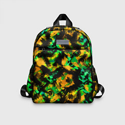Детский рюкзак Абстрактный желто-зеленый узор, цвет: 3D-принт