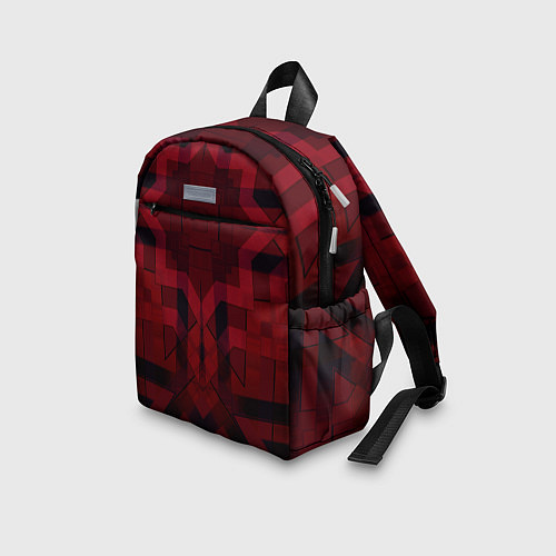 Детский рюкзак Темно-красный геометрический / 3D-принт – фото 3