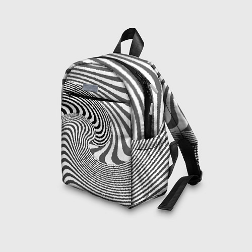 Детский рюкзак Черно белый мозаичный узор / 3D-принт – фото 3