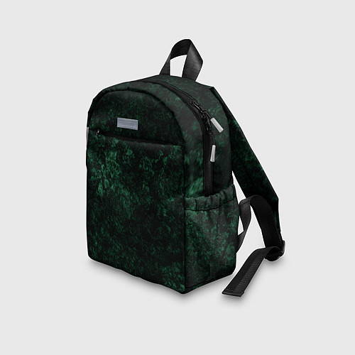 Детский рюкзак Темно-зеленый мраморный узор / 3D-принт – фото 3