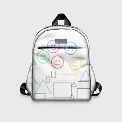 Детский рюкзак Композиция из смайликов квадратов и треугольников, цвет: 3D-принт