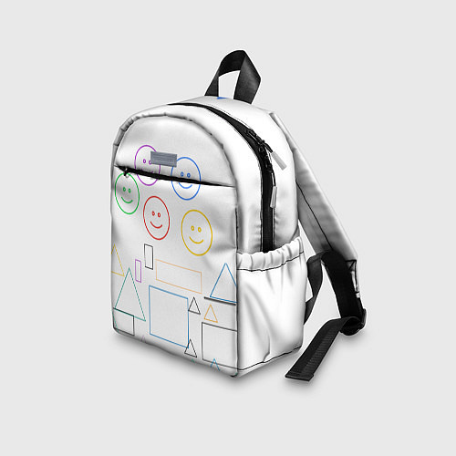Детский рюкзак Композиция из смайликов квадратов и треугольников / 3D-принт – фото 3
