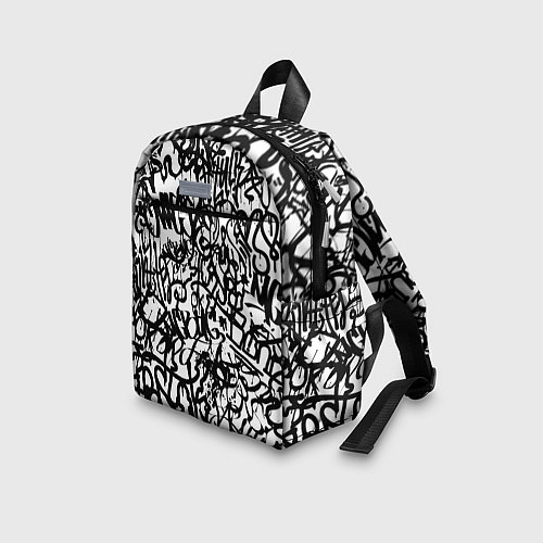 Детский рюкзак Graffiti black on white / 3D-принт – фото 3