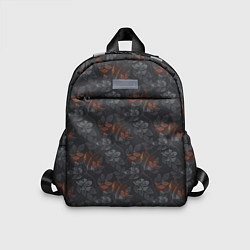 Детский рюкзак Серо-коричневый цветочный узор, цвет: 3D-принт