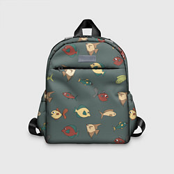 Детский рюкзак Морские рыбки на зеленом фоне, цвет: 3D-принт