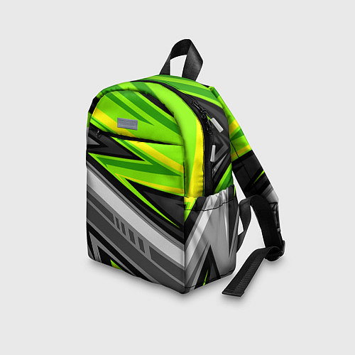 Детский рюкзак Зеленые линии / 3D-принт – фото 3
