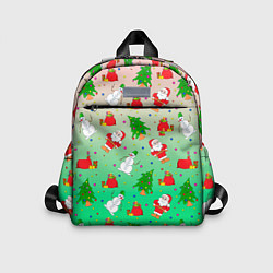 Детский рюкзак Новогодний узор елка санта, цвет: 3D-принт