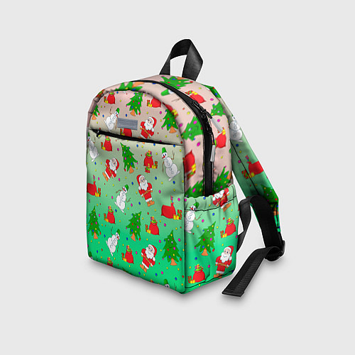 Детский рюкзак Новогодний узор елка санта / 3D-принт – фото 3