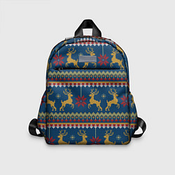 Детский рюкзак Новогодний свитер c оленями 3, цвет: 3D-принт