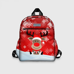 Детский рюкзак Новогодний Олень сидит в снегу, цвет: 3D-принт